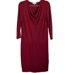 Michael Stars Burgundy Cowl Neck Ribbed Knit Blouson Dress Mens Sz S
